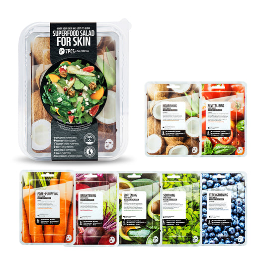 超級食物沙拉盒面膜組-七片裝(共4款)
